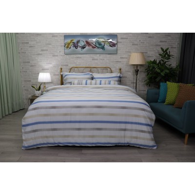Bộ Chăn Ga Gối Tencel 60s Kẻ Ô Ngang