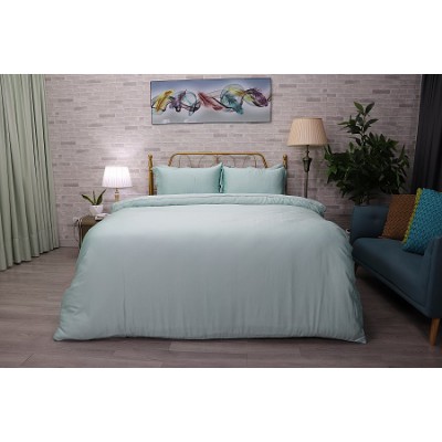 Bộ Chăn Ga Gối Tencel 60s Vân Xanh Lá A NM