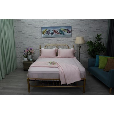 Bộ Chăn Ga Gối Tencel 60s Vân Hồng A NM
