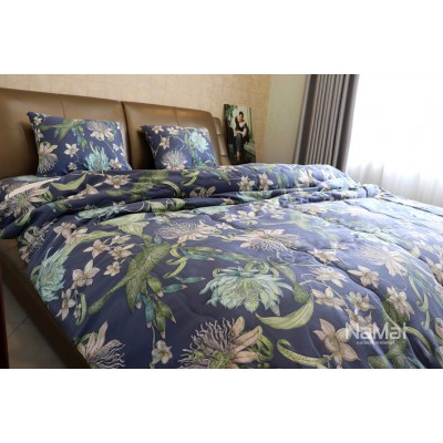 Bộ Chăn Ga Gối New Luk Quỳnh Nền Xanh