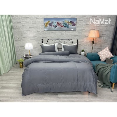 Bộ Chăn Ga Gối New Luk Ghi Xám