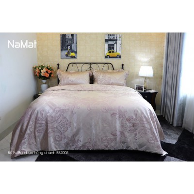 Bộ Chăn Ga Gối Fullbamboo Hồng Chanh mã BB2005