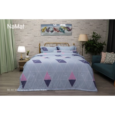 Bộ Chăn Ga Gối Wooltencel Tam Giác Xanh