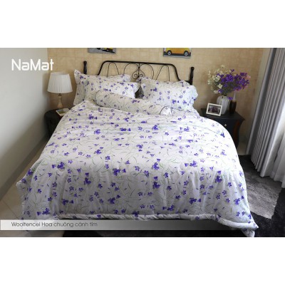 Bộ Chăn Ga Gối Wooltencel Hoa Chuông Cánh Tím