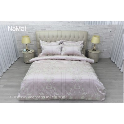 Bộ Chăn Ga Gối Fullbamboo Vòng Hoa Ghi BB2010