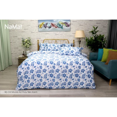 Bộ Chăn Ga Gối Modal A2 Thủy Tiên Xanh 