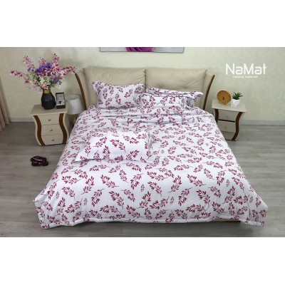 Bộ Chăn Ga Gối Modal A2 Lá Cẩm Thạch Đỏ