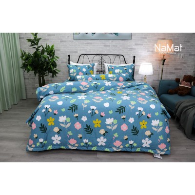 Bộ Chăn Ga Gối 4SS Hoa Lá Xanh Ngọc