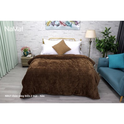ND17 Chăn Sóng Biển 2 Mặt Nâu