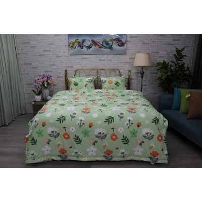 Bộ Chăn Ga Gối 4SS Hoa Lá Xanh Lá