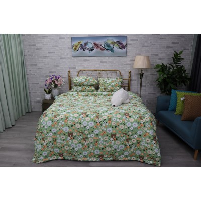Bộ Chăn Ga Gối 4SS Thỏ Và Hoa Xanh Lá