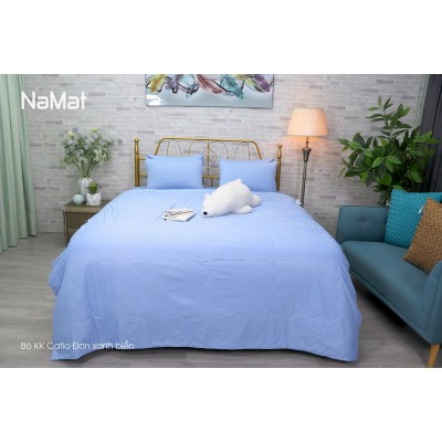 Bộ Chăn Ga Gối Catio Đơn Xanh Biển