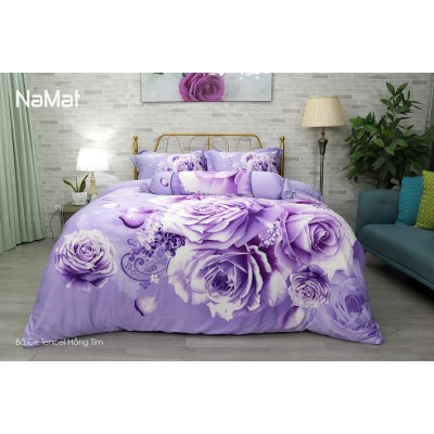 Bộ Chăn Ga Gối Tencel Hồng Tím