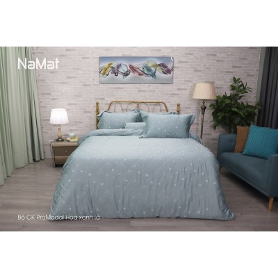 Bộ Chăn Ga Gối Promodal Hoa xanh lá