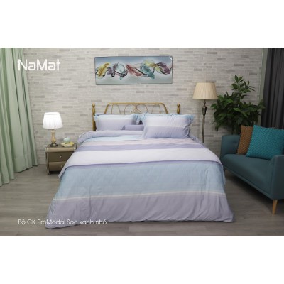 Bộ Chăn Ga Gối Promodal Sọc Xanh Nhỏ