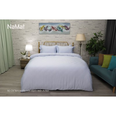 Bộ Chăn Ga Gối Tencel 60s Xanh Biển A