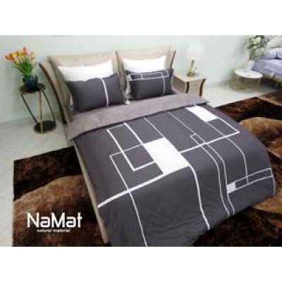 Bộ Chăn Ga Gối Cotton 80s Nâu Xám