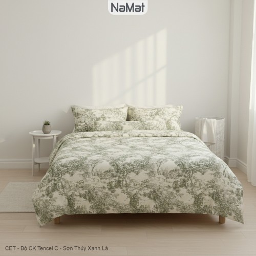 Tencel - Bộ Chăn Ga Bọc Chần 4 Món Hè Thu - CET