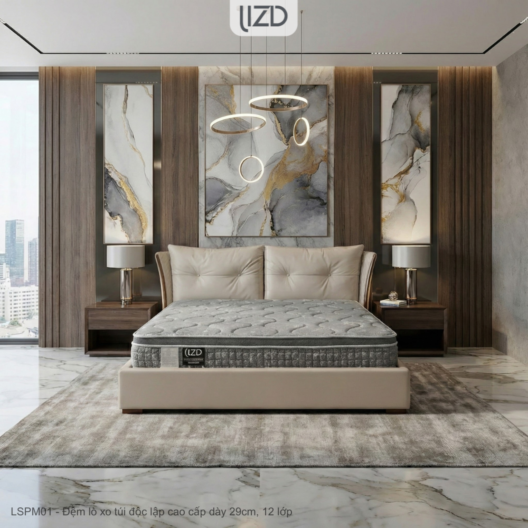 Đệm lò xo túi độc lập cao cấp dày 29cm, 12 lớp - LSPM01