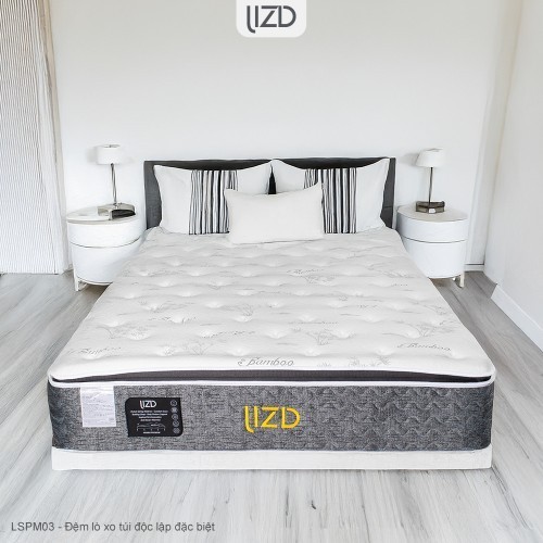 Đệm lò xo túi độc lập đặc biệt cao cấp dày 35cm, 14 lớp, cao su latex tự nhiên - LSPM03