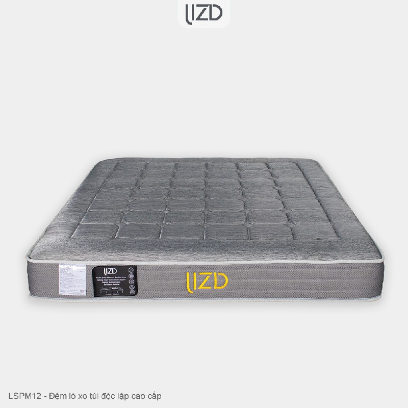 Đệm lò xo túi độc lập cao cấp, 12 lớp, bông cashmere tổng hợp - LSPM12
