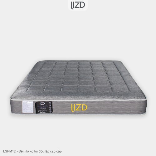 Đệm lò xo túi độc lập cao cấp, 12 lớp, bông cashmere tổng hợp - LSPM12
