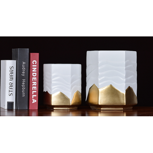 Lọ Hoa Trắng Vàng 1 Chiếc 21x16cm VH50