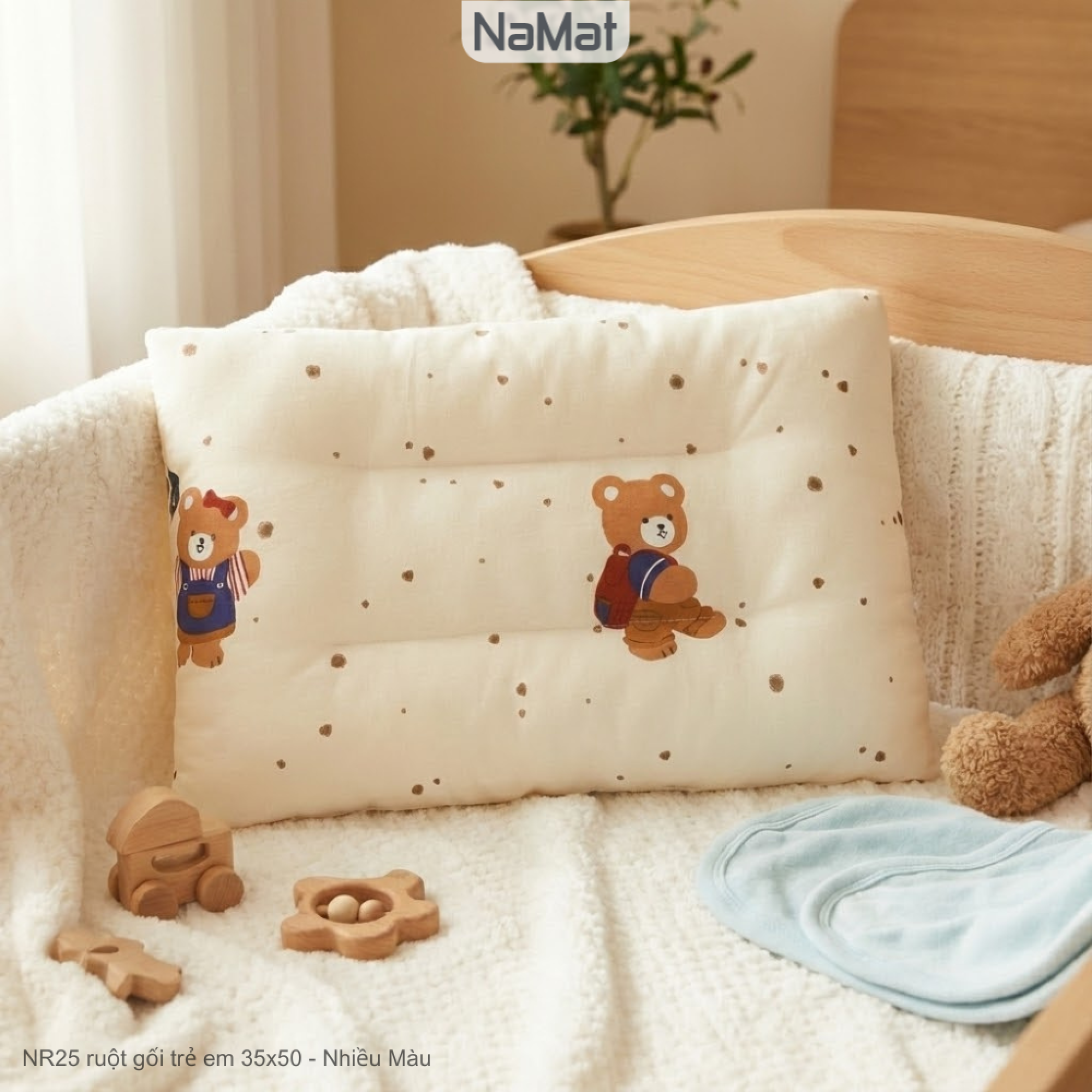Gối Trẻ em cao cấp, thoáng khí, kháng khuẩn - NR25 (Giao màu ngẫu nhiên)