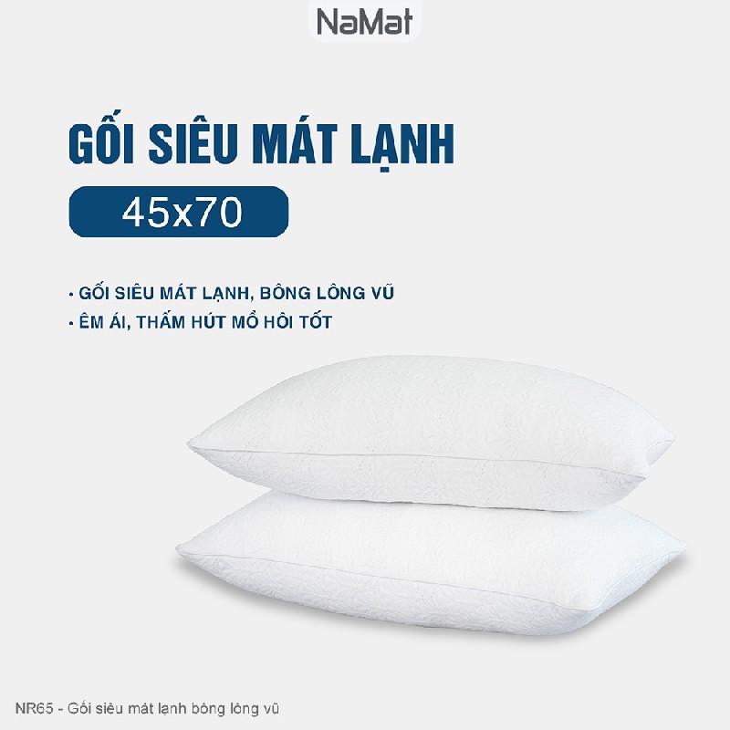 Gối siêu mát lạnh, bông lông vũ, chuẩn khách sạn đặc biệt - NR65