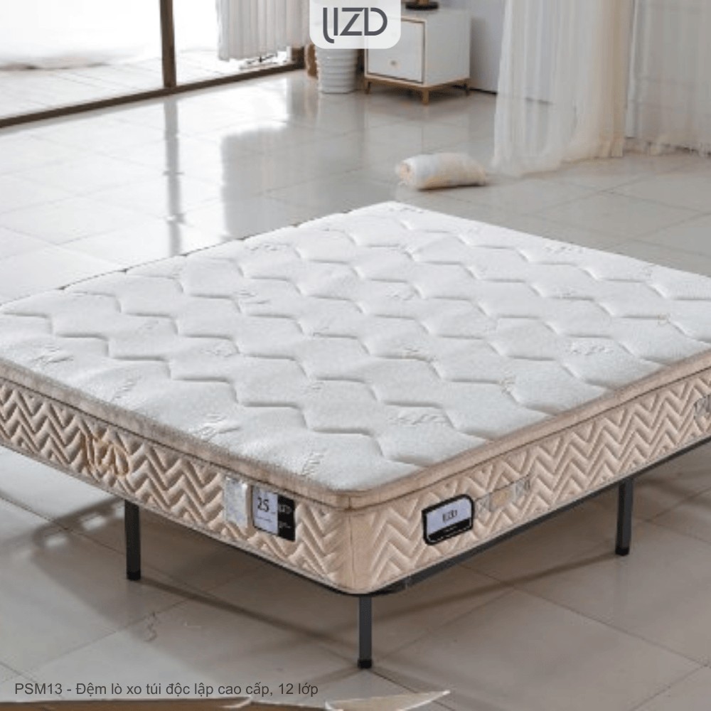 Đệm lò xo túi độc lập cao cấp, 12 lớp, cao su latex tự nhiên - PSM14