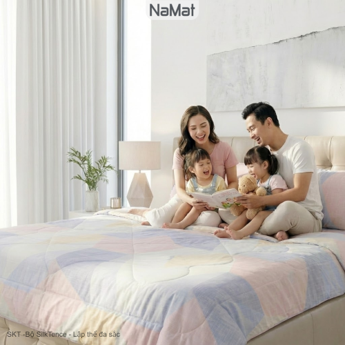 SilkTencel - Bộ Chăn Ga Gối Bọc Chần Hè Thu 4 Món - SKT