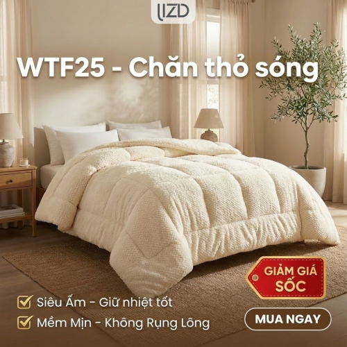 Chăn đông đẳng cấp, lông thỏ sóng dài - WTF25