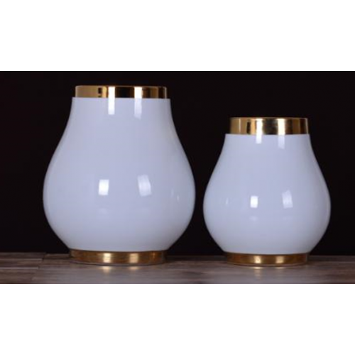 Lọ Hoa Trắng Vàng Bộ 2 Chiếc VH05